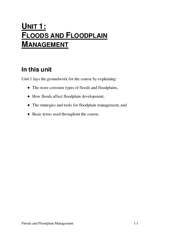 Floods And Floodplain Management