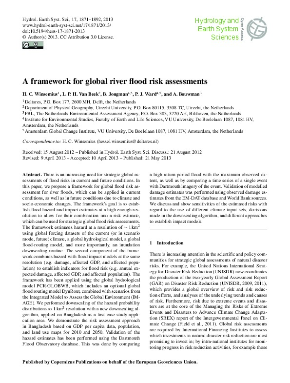 A Framework for Global River Flood Risk Assessments