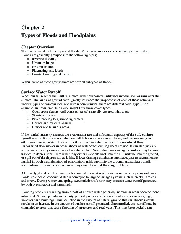 Types of Floods and Floodplains